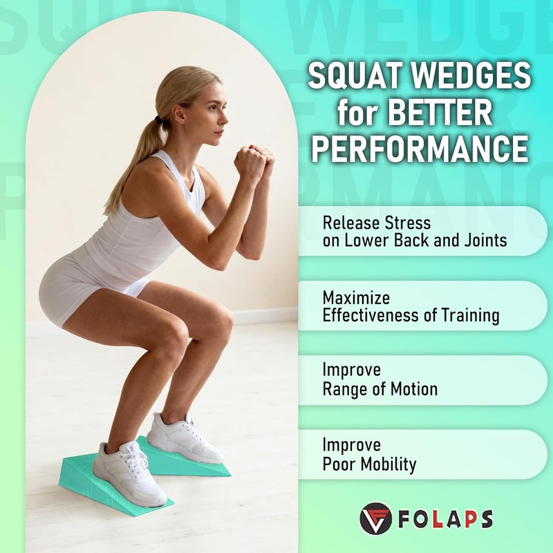 Folaps Squat Wedge Block for Heel Elevated Squat Weightlifting Calf Stretcher Slant Board for Mobility Balance and Strength Performance - Image 2